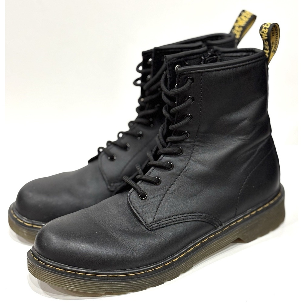 Dr. Martens 1460 Y Black Leather Side Zip Lace Up Boots Women's 7 Men's 6